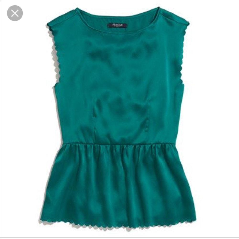 2 madewell silk blouses with scallop edge detail